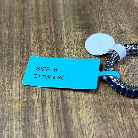 Sterling Silver Blue Sapphire Spinel size 9 Ring - Picture 3 of 5